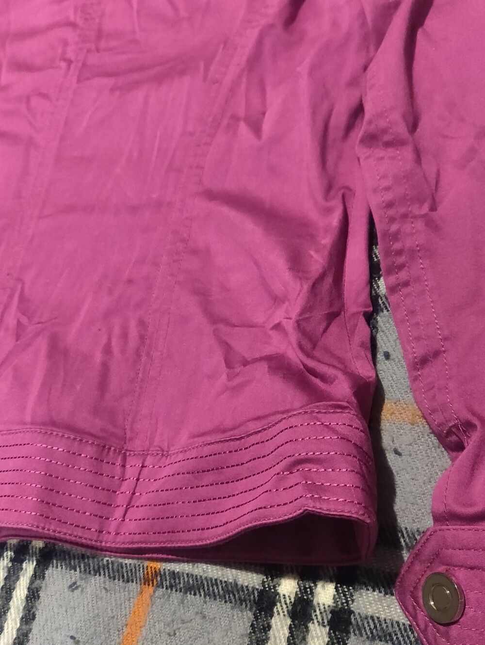 Women's Fuchsia Zip-Front Jacket Monroe And Main Cotton Spandex Size L Detailing - Picture 8 of 13